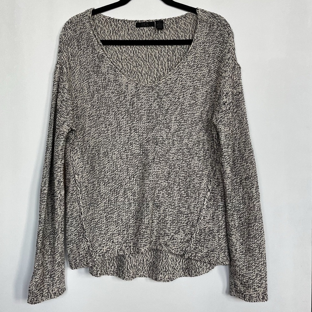 Gray Knit V-Neck Sweater